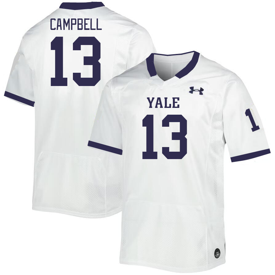 Men-Youth #13 Nathaniel Campbell Yale Bulldogs 2023 College Football Jerseys Stitched-White